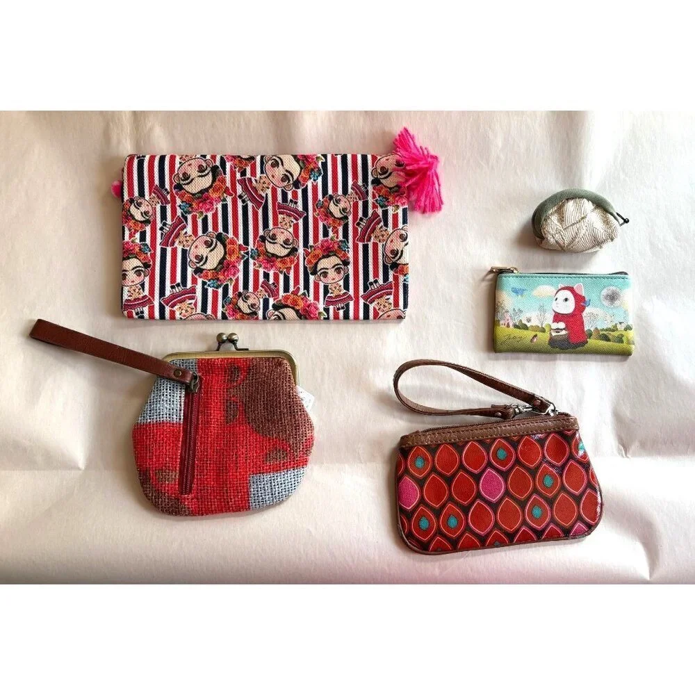 5 Bundle Lot Coin Purse Makeup Bags Wristlet